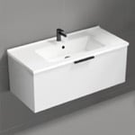 Nameeks BODRUM18 Wall Mounted Bathroom Vanity, Modern, 39 Inch, Glossy White