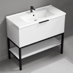 Nameeks BODRUM6 White Bathroom Vanity, Modern, Floor Standing, 39