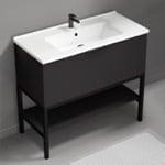 Nameeks BODRUM9 Black Bathroom Vanity, Modern, Free Standing, 39