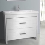 Nameeks LOT-F02 White Bathroom Vanity, Free Standing, 39 Inch