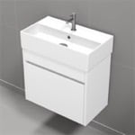 Nameeks MINI6 Small Bathroom Vanity, Floating, Modern, 24 Inch, Glossy White