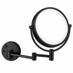 Matte Black Wall Mounted Lighted 5x Makeup Mirror, Hardwired