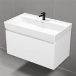 Nameeks SHARP10 Modern Bathroom Vanity, Wall Mount, 32 Inch, Glossy White
