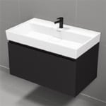 Nameeks SHARP11 Black Bathroom Vanity, Modern, Wall Mount, 32 Inch