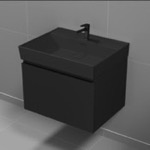 Nameeks SHARP19 Black Bathroom Vanity With Black Sink, Floating, Modern, 24 Inch