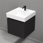 Nameeks SHARP3 Small Bathroom Vanity, Wall Mount, Modern, 19 Inch, Matte Black
