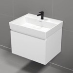 Nameeks SHARP6 Modern Bathroom Vanity, Wall Mounted, 24 Inch, Glossy White