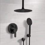 Remer SFH52 Matte Black Ceiling Rain Shower System with Handheld, Rainfall Shower Head, Shower Faucet Set