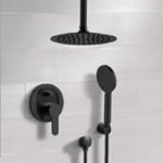 Shower Faucet, Remer SFH52, Matte Black Ceiling Shower Set with Rain Shower Head and Hand Shower