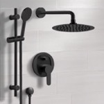 Remer SFR53 Matte Black Shower Set With Rain Shower Head and Hand Shower