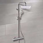 Remer SC510 Thermostatic Exposed Pipe Shower System with 10 Inch Rain Shower Head and Hand Shower