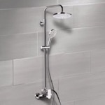 Remer SC520 Chrome Exposed Pipe Shower System with 8 Inch Rain Shower Head and Hand Shower