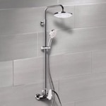 Remer SC530 Chrome Exposed Pipe Shower System with 8 Inch Rain Shower Head and Hand Shower