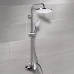Remer SC536 Chrome Exposed Pipe Shower System with 8 Inch Rain Shower Head and Hand Shower