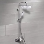 Remer SC539 Chrome Exposed Pipe Shower System with 10 Inch Rain Shower Head and Hand Shower