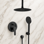 Remer SFH52 Matte Black Ceiling Rain Shower System with Handheld, Rainfall Shower Head, Shower Faucet Set