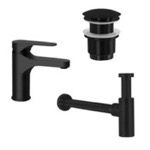 Remer SA200-NO Matte Black Sink Faucet and Plumbing Set