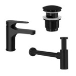 Remer SA200L-NO Matte Black Sink Faucet and Plumbing Set