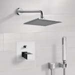 Remer SFH01 Chrome Thermostatic Shower System with 8 Inch Rain Shower Head and Hand Shower