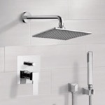 Remer SFH02 Chrome Shower System with 8 Inch Rain Shower Head and Hand Shower