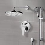 Remer SFR7163 Chrome Shower System with 8 Inch Rain Shower Head and Hand Shower