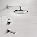 Remer TSF06 Chrome Thermostatic Tub and Shower Faucet Sets with 8 Inch Rain Shower Head
