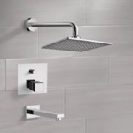 Remer TSF08 Chrome Thermostatic Tub and Shower Faucet Sets with 8 Inch Rain Shower Head