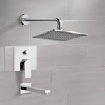 Remer TSF09 Chrome Tub and Shower Faucet Sets with 8 Inch Rain Shower Head