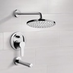 Remer TSF10 Chrome Tub and Shower Faucet Sets with 8 Inch Rain Shower Head