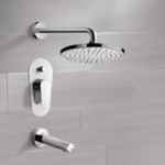 Remer TSF12 Chrome Tub and Shower Faucet Sets with 8 Inch Rain Shower Head