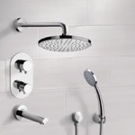 Remer TSH03 Thermostatic Tub and Shower Faucet Set with Handheld and Rain Shower Head