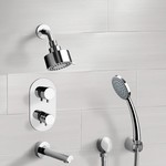 Remer TSH04 Chrome Thermostatic Tub and Shower System with Multi Function Shower Head and Hand Shower