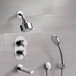 Remer TSH05 Chrome Tub and Shower System with Multi Function Shower Head and Hand Shower