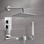 Remer TSH06 Chrome Tub and Shower System with 8 Inch Rain Shower Head and Hand Shower