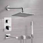 Remer TSH07 Chrome Thermostatic Tub and Shower System with 8