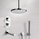 Remer TSH4405 Thermostatic Tub and Shower Faucet Set with Handheld and Ceiling Rain Shower Head