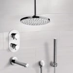 Remer TSH4405 Chrome Thermostatic Tub and Shower System with 8 Inch Rain Ceiling Shower Head and Hand Shower