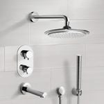 Remer TSH4407 Chrome Thermostatic Tub and Shower System with 9 Inch Rain Shower Head and Hand Shower