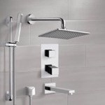 Remer TSR03 Chrome Thermostatic Tub and Shower System with 8