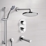 Remer TSR04 Thermostatic Tub and Shower Faucet Set with Handheld and Rain Shower Head