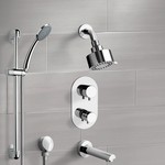 Remer TSR05 Chrome Thermostatic Tub and Shower System with Multi Function Shower Head and Hand Shower