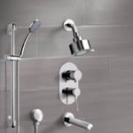 Tub and Shower Faucet, Remer TSR06, Chrome Tub and Shower System with Multi Function Shower Head and Hand Shower
