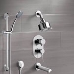 Remer TSR06 Chrome Tub and Shower System with Multi Function Shower Head and Hand Shower