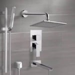 Remer TSR9110 Chrome Tub and Shower System with 8 Inch Rain Shower Head and Hand Shower