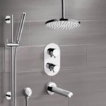 Remer TSR9405 Thermostatic Tub and Shower Faucet Set with Handheld and Ceiling Rain Shower Head