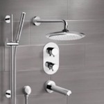 Remer TSR9407 Thermostatic Tub and Shower Faucet Set with Handheld and Rain Shower Head