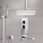 Remer TSR9508 Tub and Shower System with Ceiling 12 Inch Rain Shower Head and Hand Shower