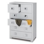 Cabinet, Sarmog 572, Modern Glossy White 6 Drawer Cabinet
