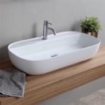 Scarabeo 1801 Oval White Ceramic Vessel Sink