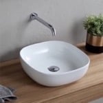 Scarabeo 1806-No Hole Round White Ceramic Vessel Sink